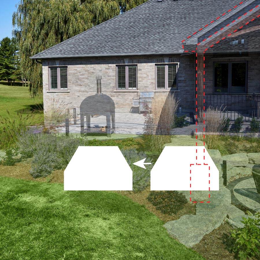 The relocation plan for a septic system that blocked a required patio expansion support post.